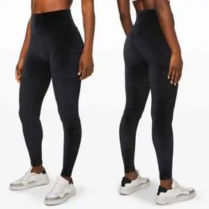 Lululemon Black Crushed Velvet Wunder Lounge Leggings Size 8
